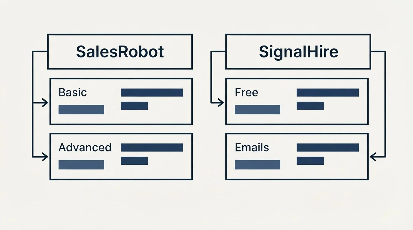 Pricing table: Pricing Comparison (SalesRobot, SignalHire, Basic, Free)