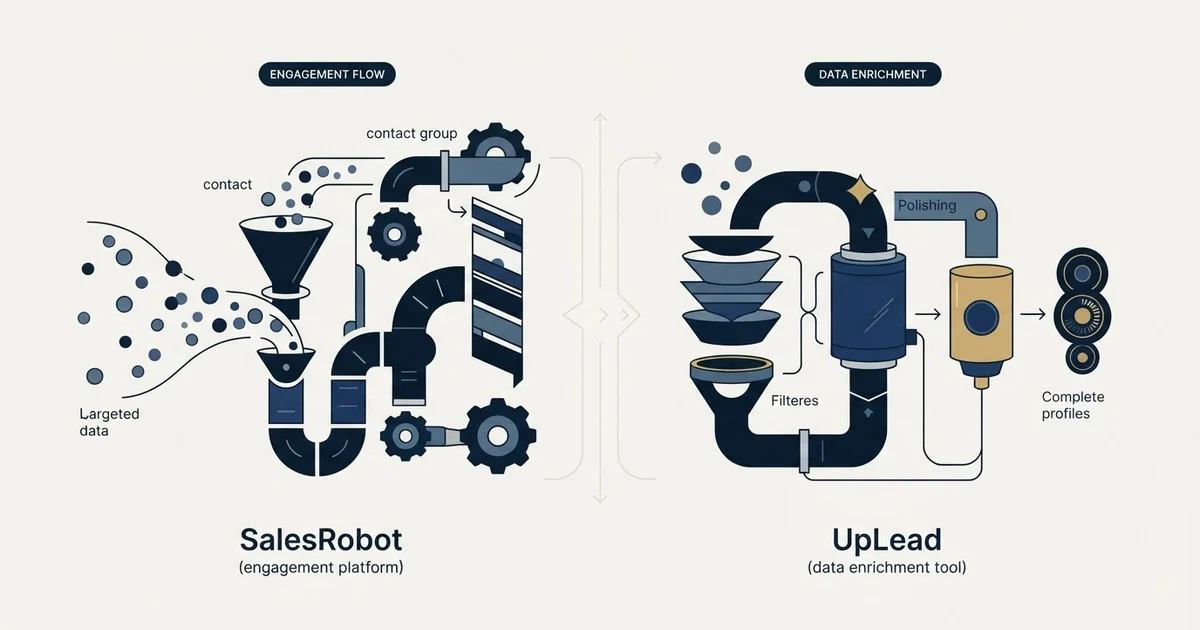 Editorial illustration for SalesRobot vs UpLead