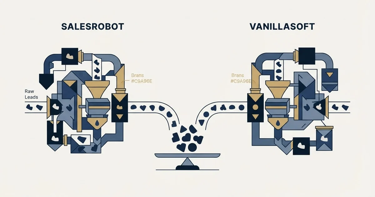Editorial illustration for SalesRobot vs Vanillasoft