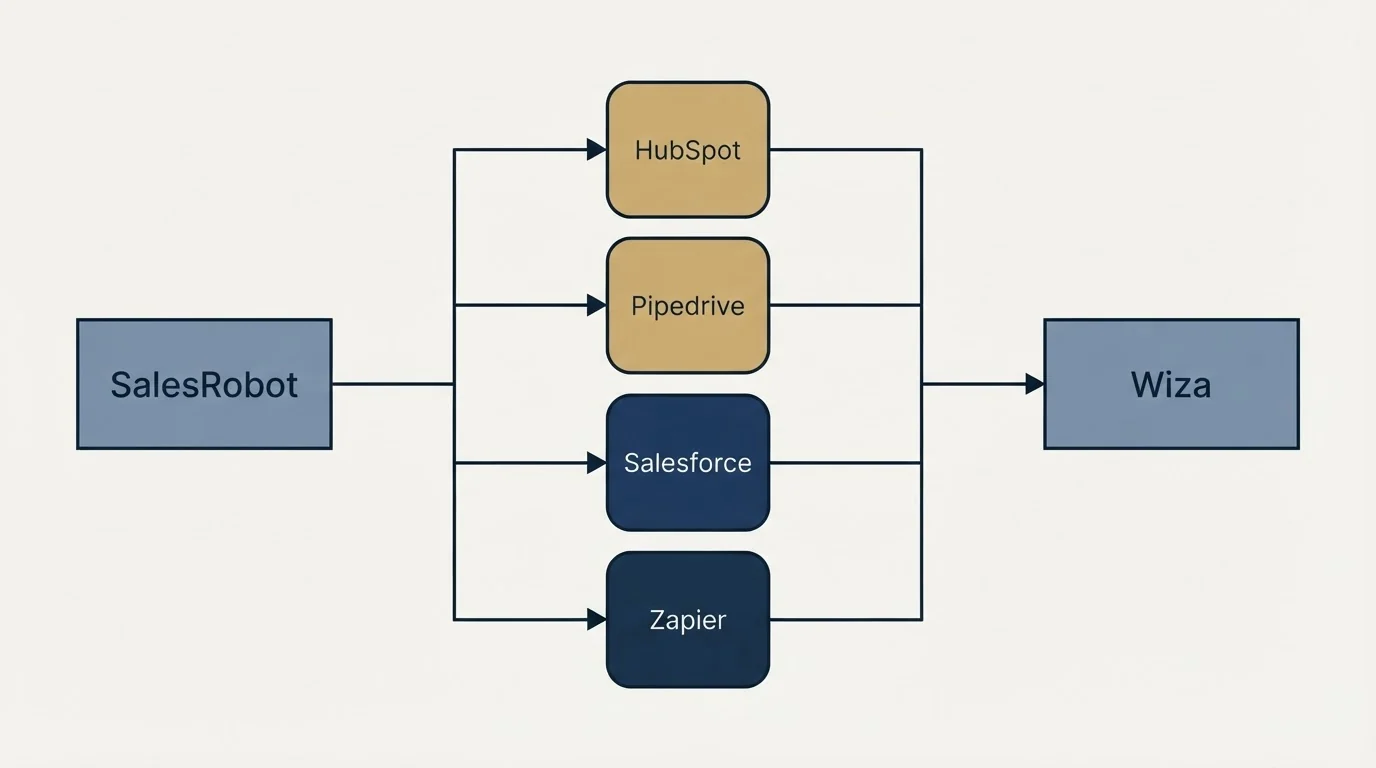 Integration flow: Integration Ecosystem (SalesRobot, Wiza, HubSpot, Pipedrive)