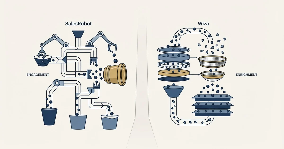 Editorial illustration for SalesRobot vs Wiza