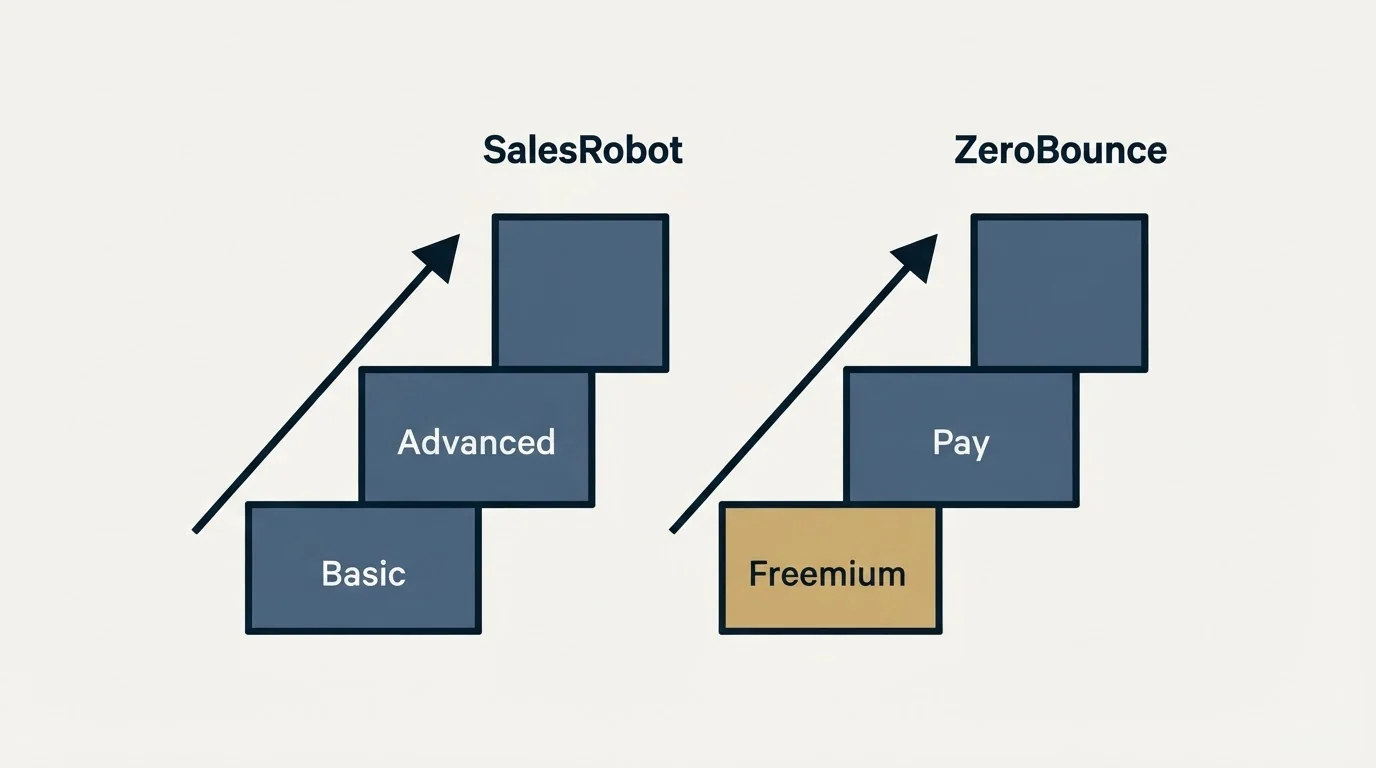 Pricing ladder: Pricing Comparison (SalesRobot, ZeroBounce, Basic, Freemium)