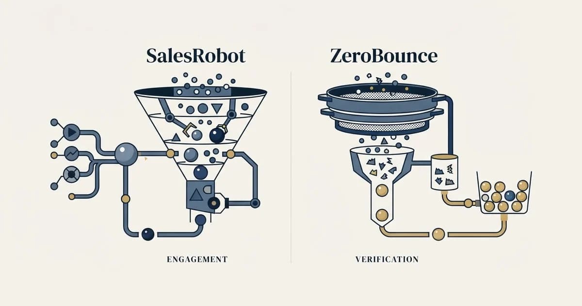 Editorial illustration for SalesRobot vs ZeroBounce
