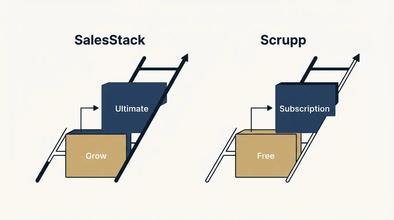 Pricing ladder: Pricing Comparison (SalesStack, Scrupp, Grow, Free)