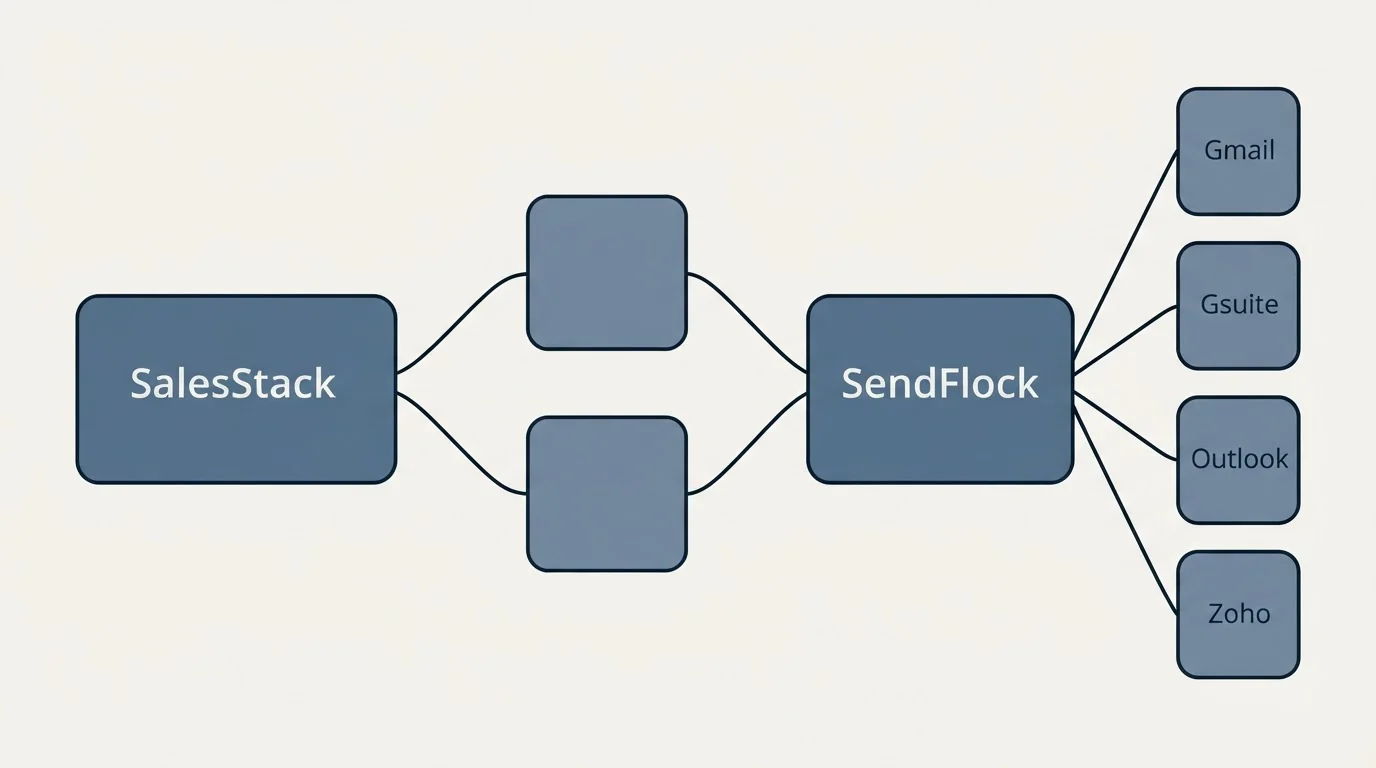 Integration schematic: Integration Ecosystem (SalesStack, SendFlock, Gmail, Gsuite)