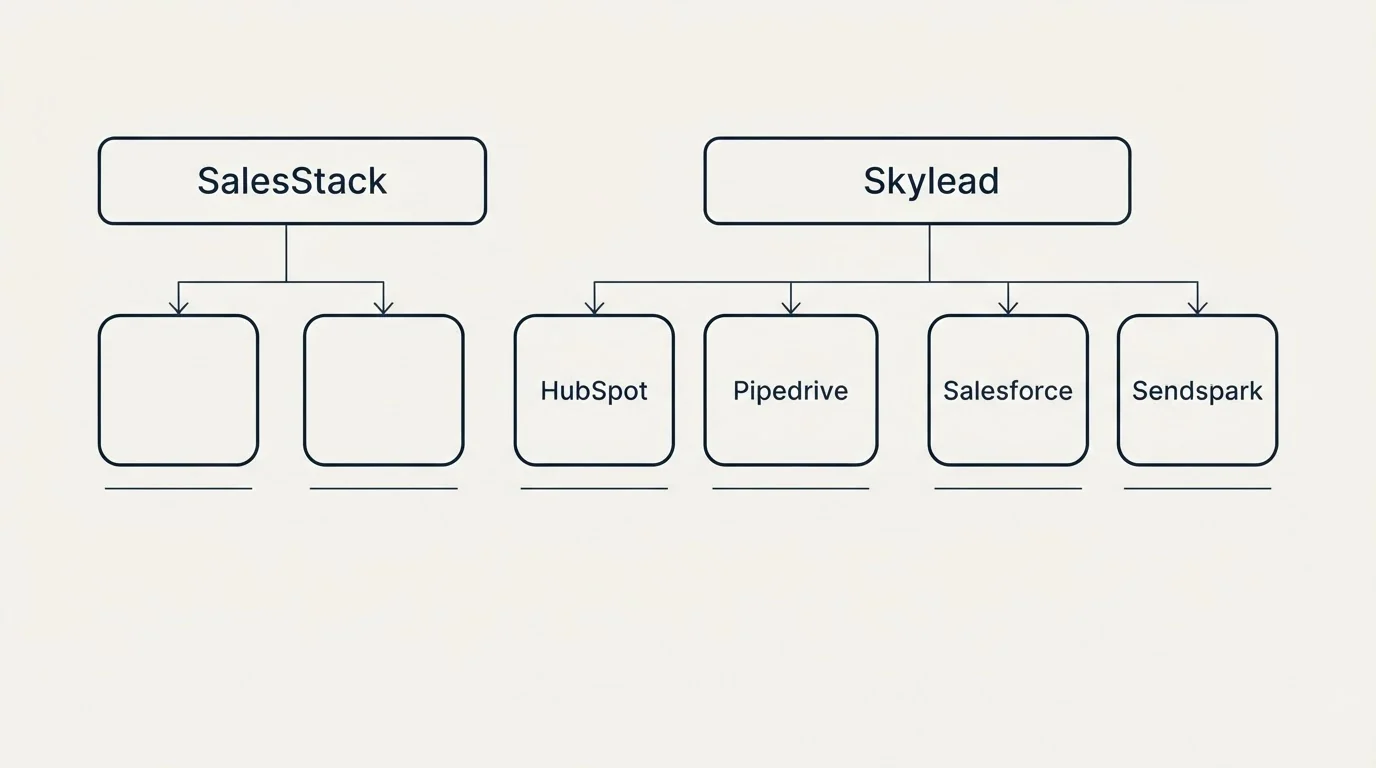 Integration grid: Integration Ecosystem (SalesStack, Skylead, HubSpot, Pipedrive)