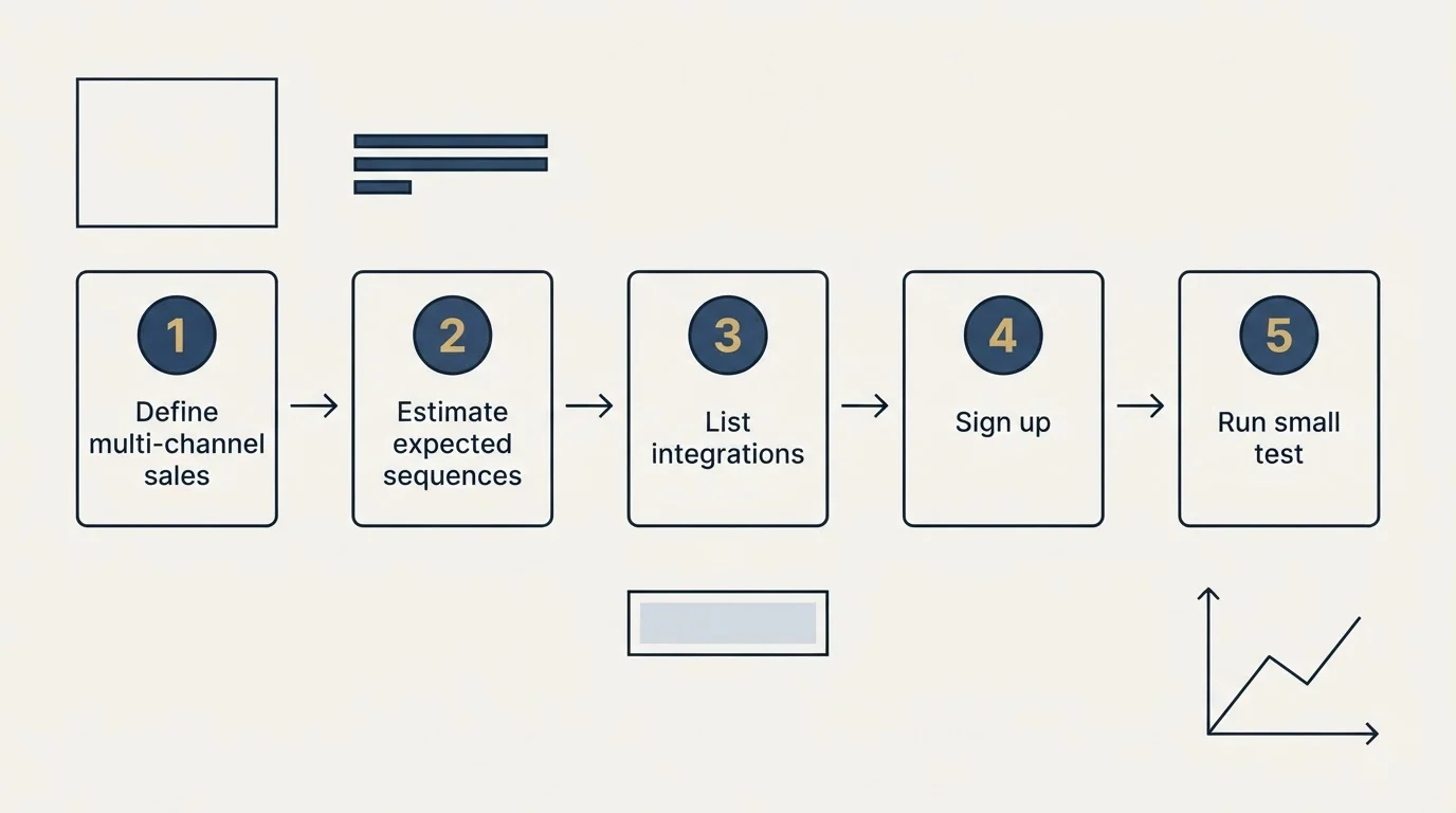 Step sequence: Getting Started Checklist (Define multi-channel sales, Estimate expected sequences, List integrations, Sign up)