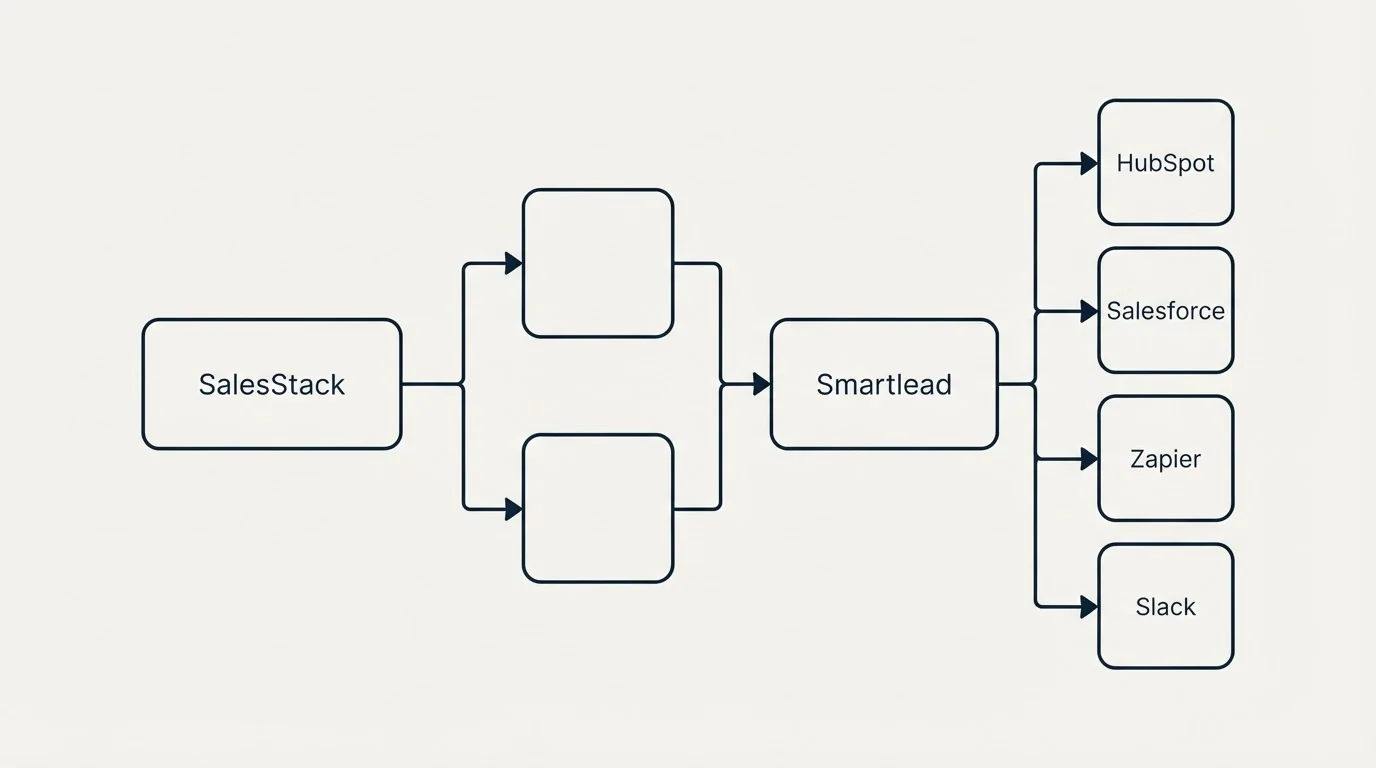 Integration flow: Integration Ecosystem (SalesStack, Smartlead, HubSpot, Salesforce)