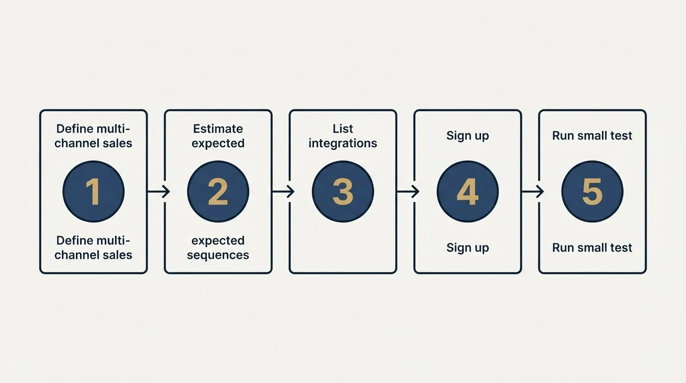 Step sequence: Getting Started Checklist (Define multi-channel sales, Estimate expected sequences, List integrations, Sign up)