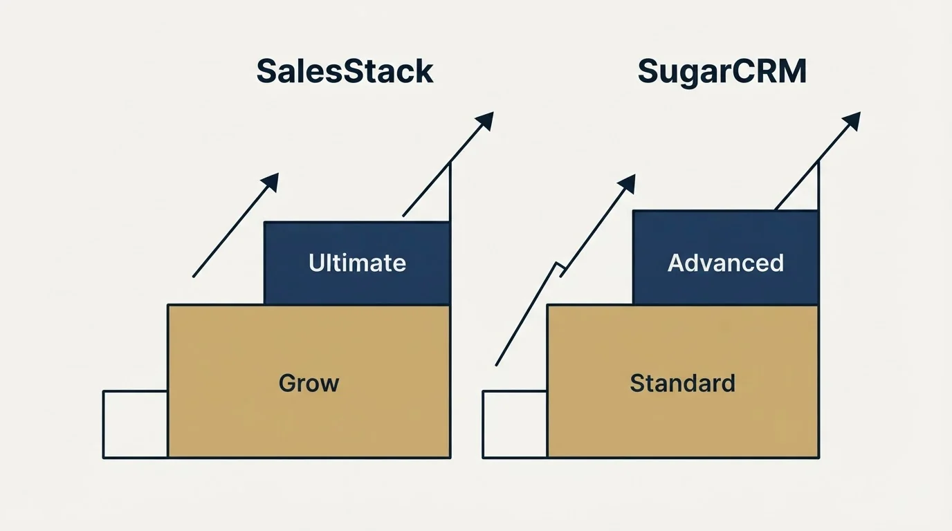 Pricing ladder: Pricing Comparison (SalesStack, SugarCRM, Grow, Standard)