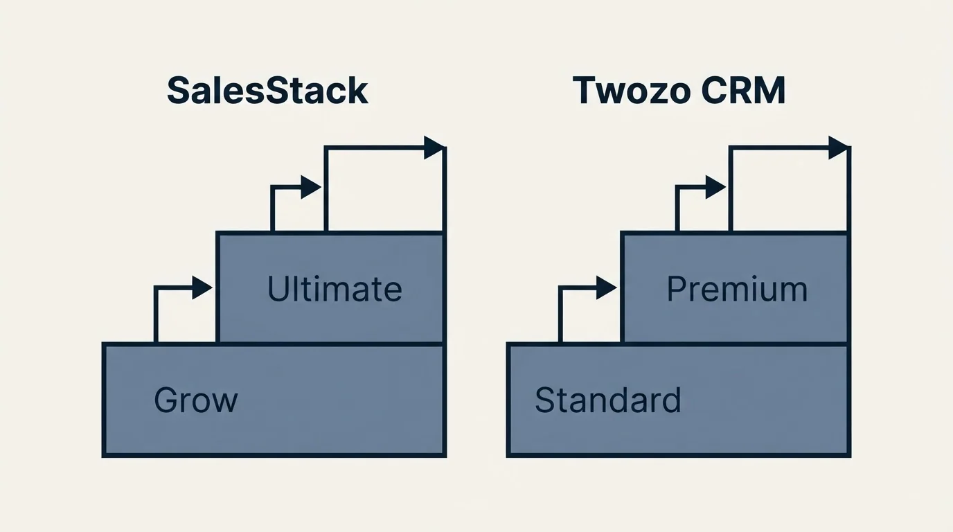 Pricing ladder: Pricing Comparison (SalesStack, Twozo CRM, Grow, Standard)