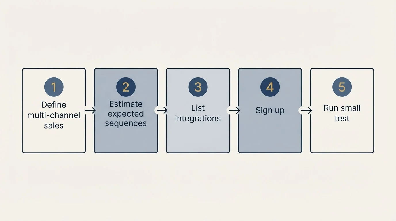 Step sequence: Getting Started Checklist (Define multi-channel sales, Estimate expected sequences, List integrations, Sign up)