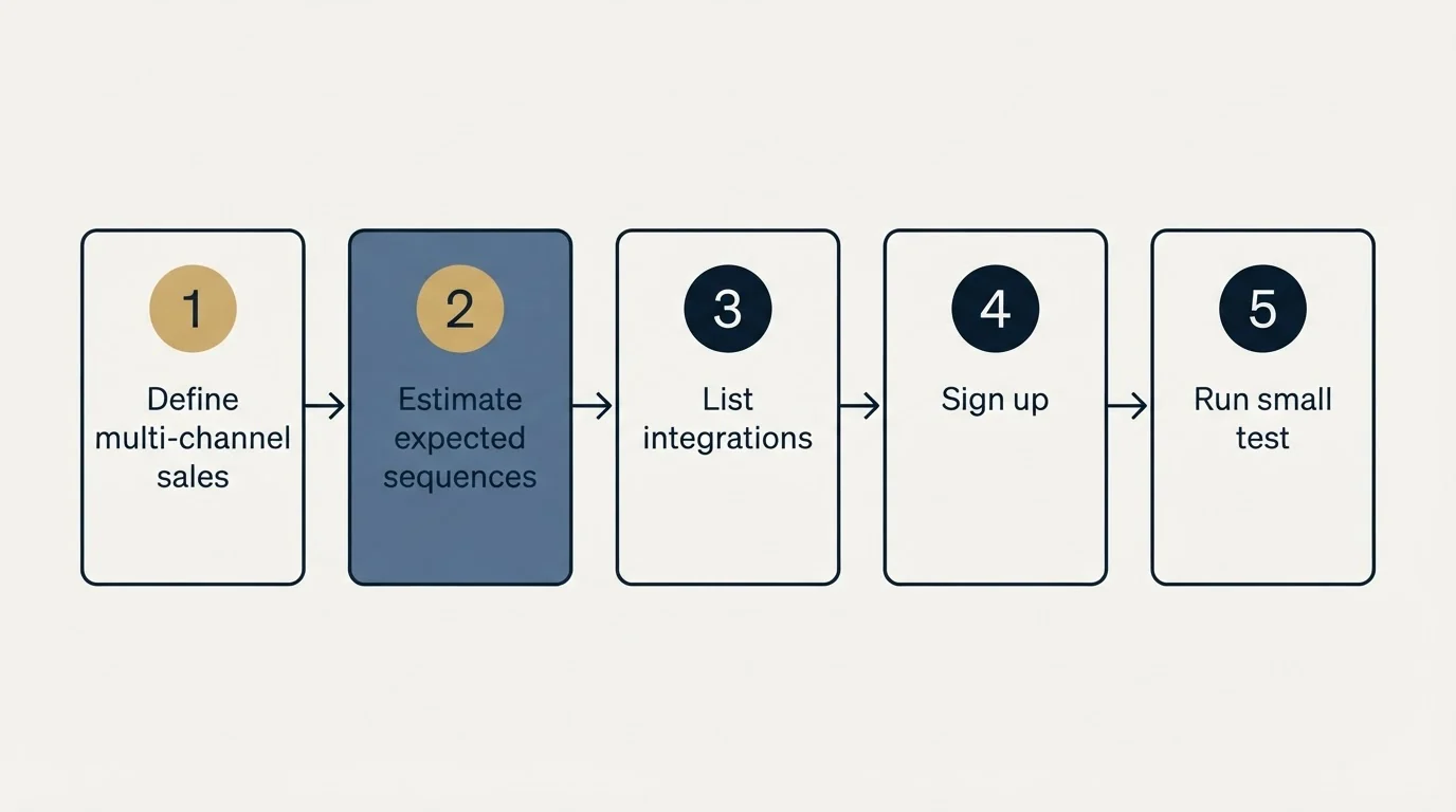 Step sequence: Getting Started Checklist (Define multi-channel sales, Estimate expected sequences, List integrations, Sign up)
