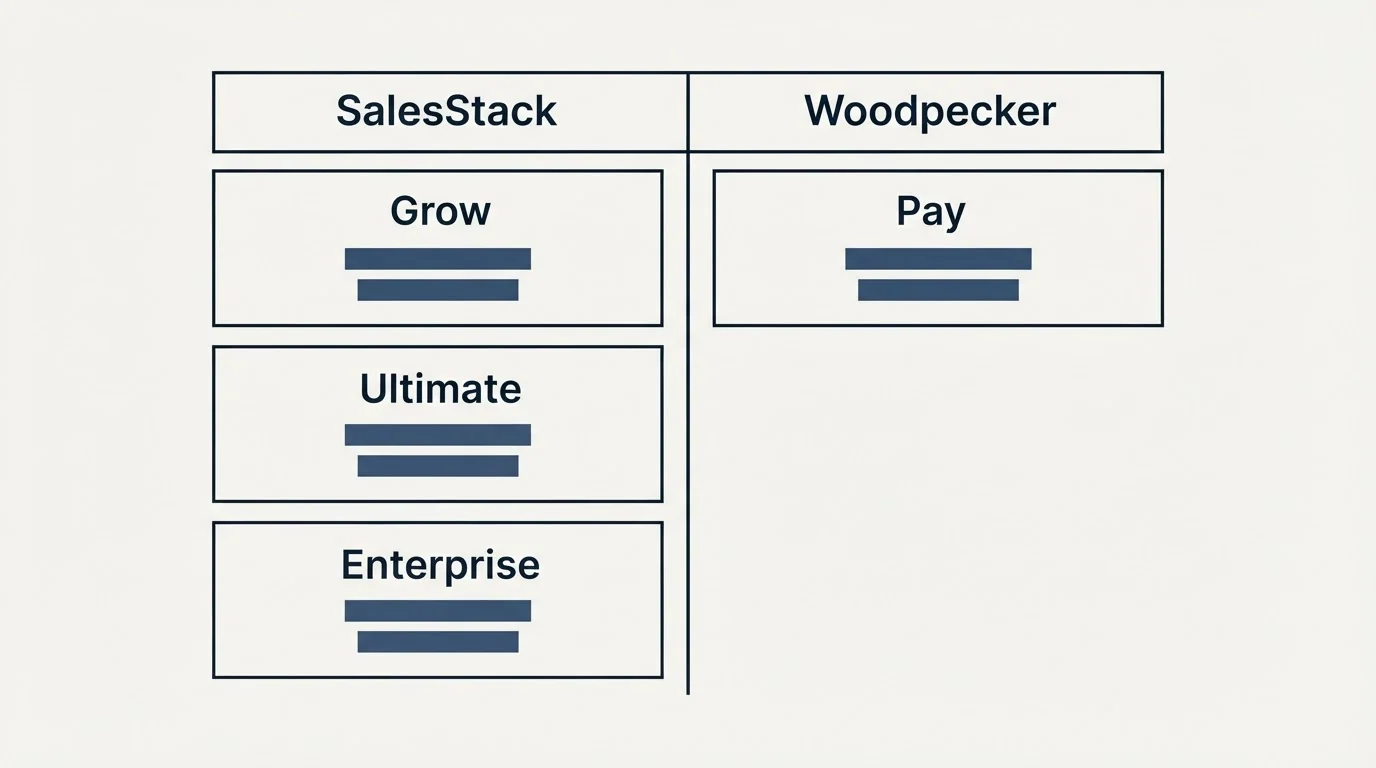 Pricing table: Pricing Comparison (SalesStack, Woodpecker, Grow, Pay)