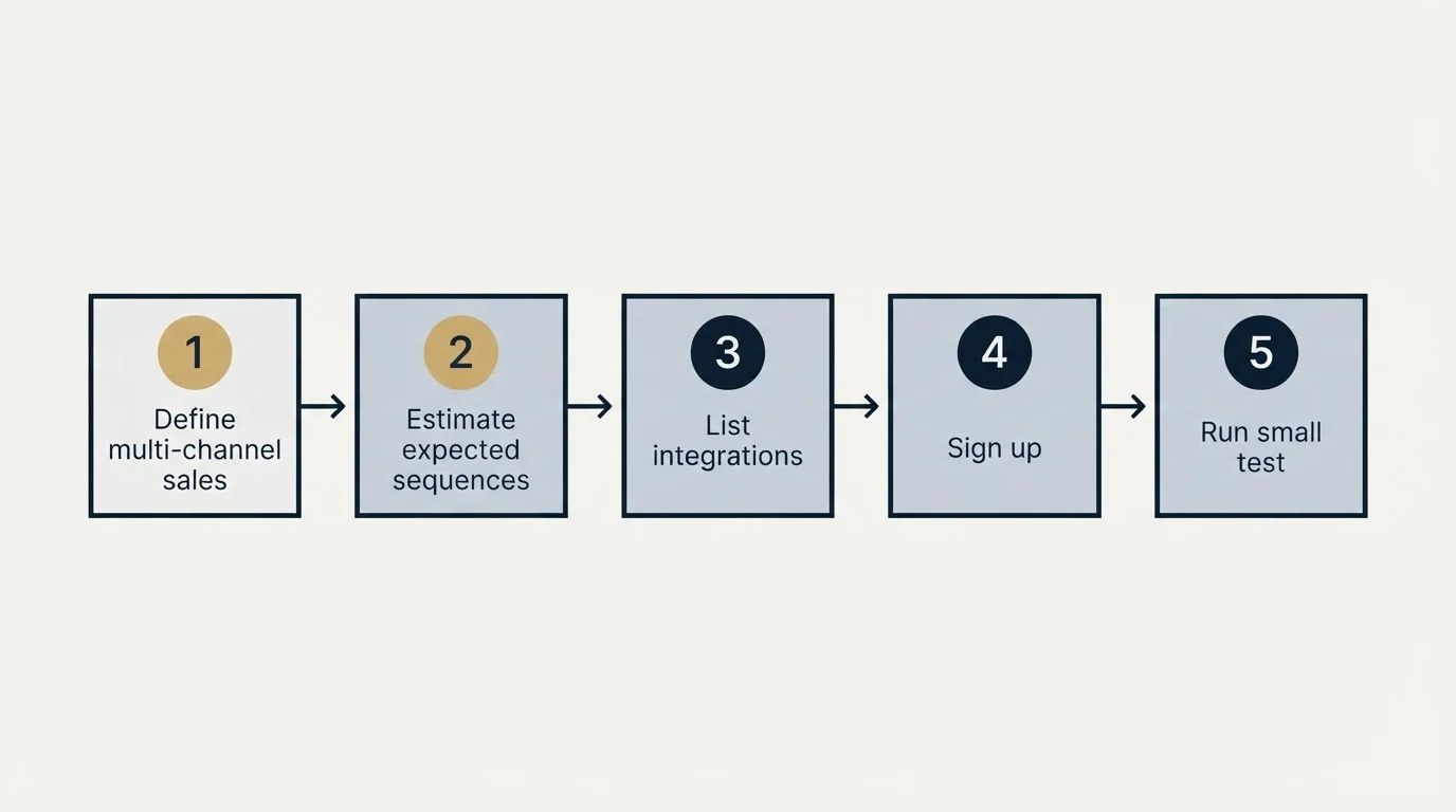Step sequence: Getting Started Checklist (Define multi-channel sales, Estimate expected sequences, List integrations, Sign up)