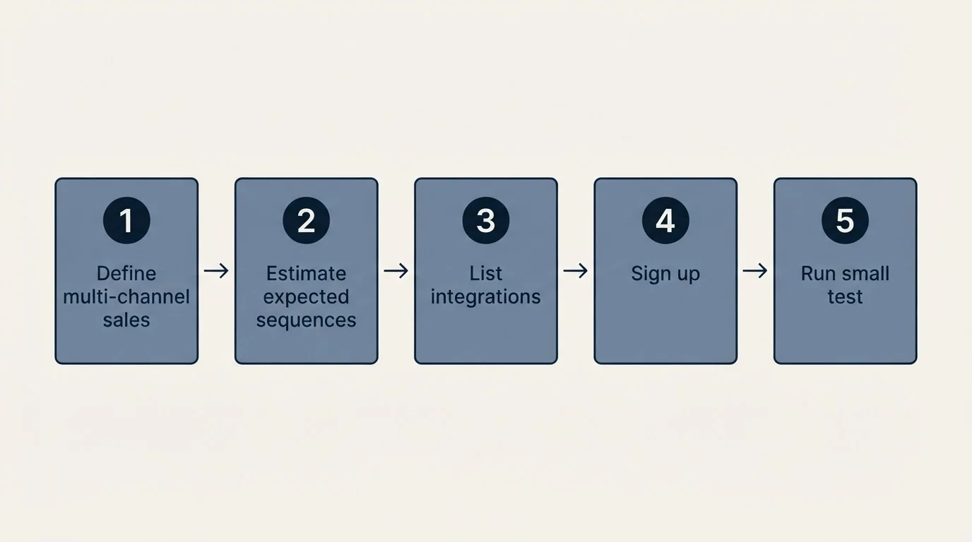 Step sequence: Getting Started Checklist (Define multi-channel sales, Estimate expected sequences, List integrations, Sign up)