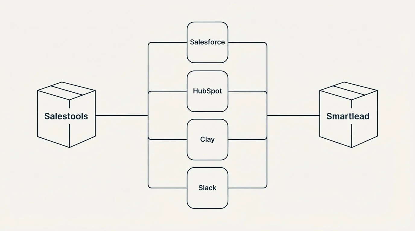Integration flow: Integration Ecosystem (Salestools, Smartlead, Salesforce, HubSpot)