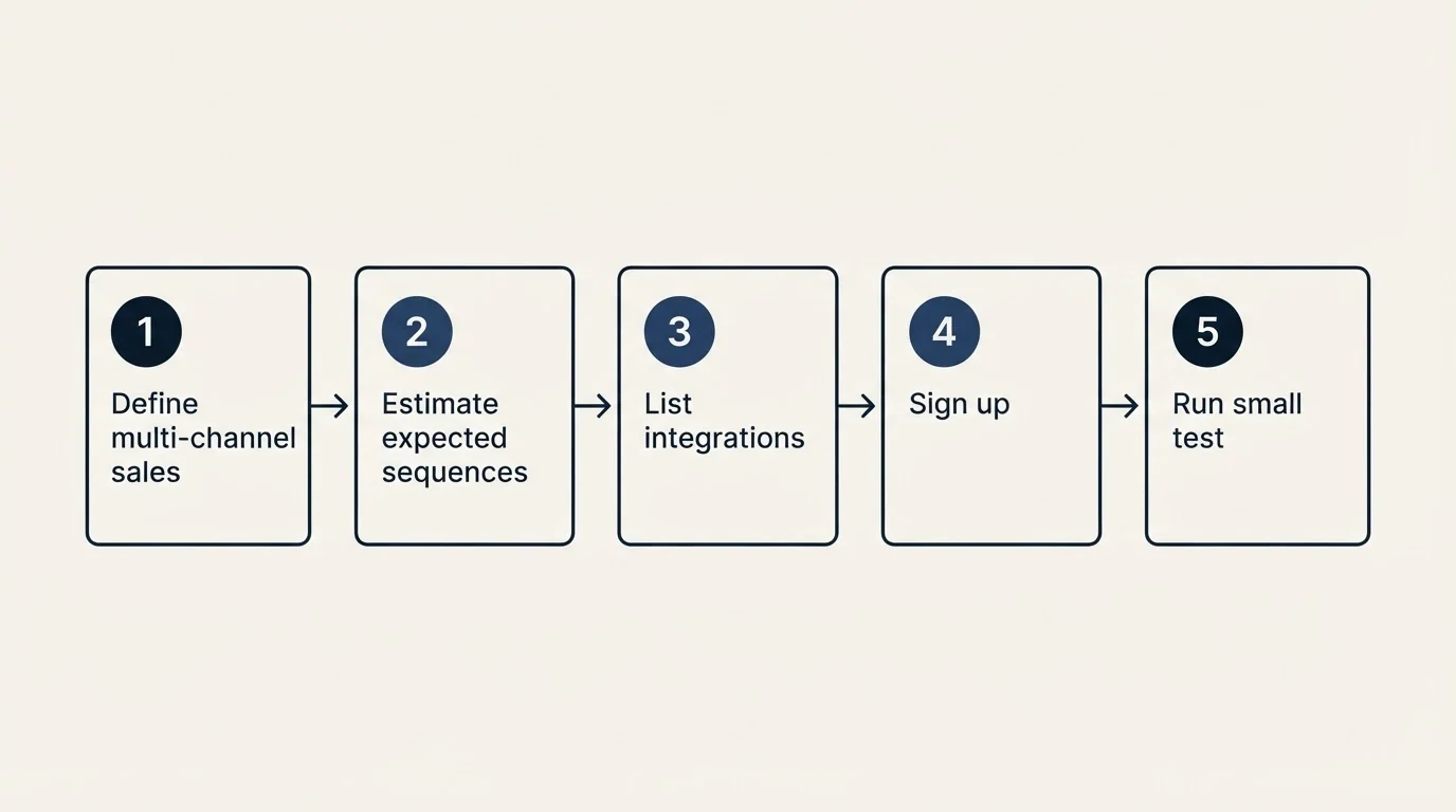 Step sequence: Getting Started Checklist (Define multi-channel sales, Estimate expected sequences, List integrations, Sign up)