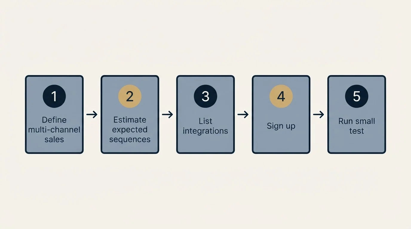 Step sequence: Getting Started Checklist (Define multi-channel sales, Estimate expected sequences, List integrations, Sign up)