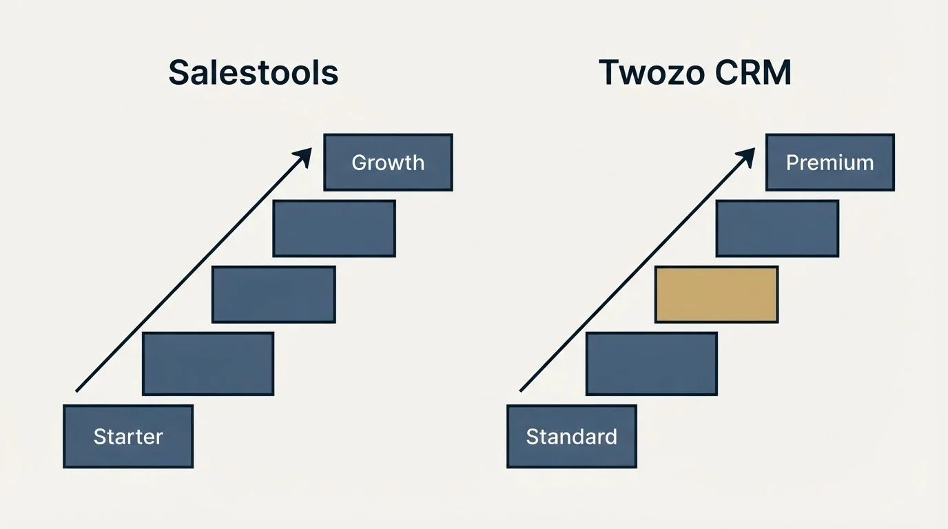Pricing ladder: Pricing Comparison (Salestools, Twozo CRM, Starter, Standard)