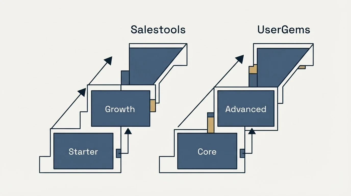 Pricing ladder: Pricing Comparison (Salestools, UserGems, Starter, Core)