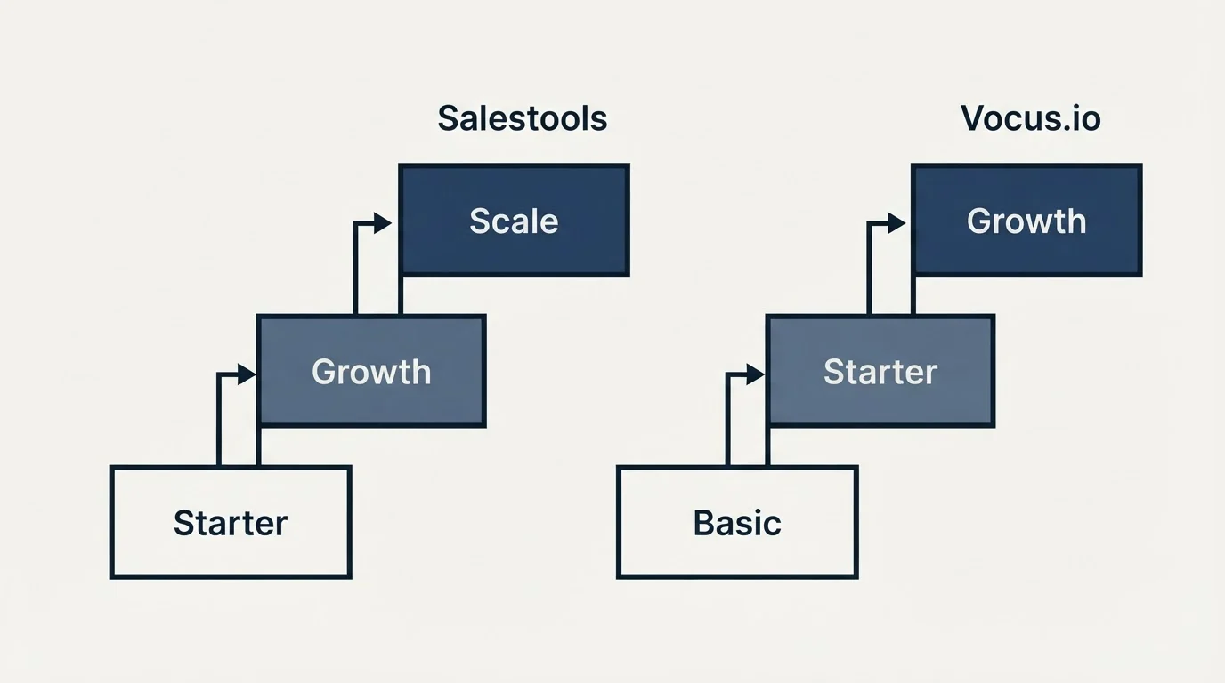 Pricing ladder: Pricing Comparison (Salestools, Vocus.io, Starter, Basic)