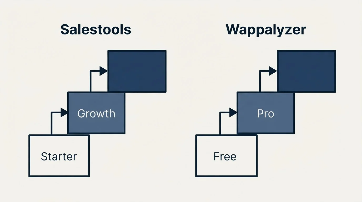 Pricing ladder: Pricing Comparison (Salestools, Wappalyzer, Starter, Free)