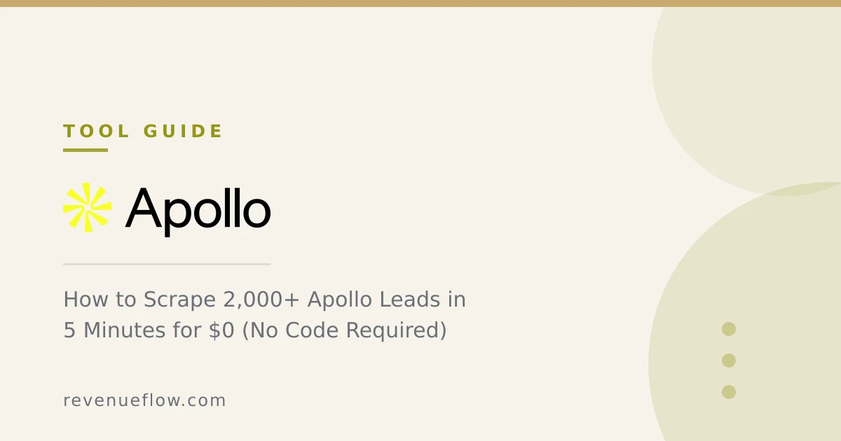 Branded cover: How to Scrape 2,000+ Apollo Leads in 5 Minutes for $0 (No Code Required)