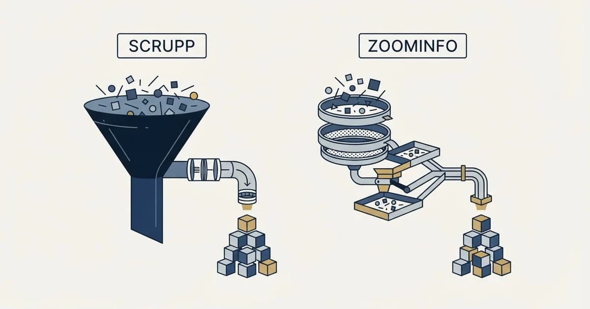 Editorial illustration for Scrupp vs ZoomInfo