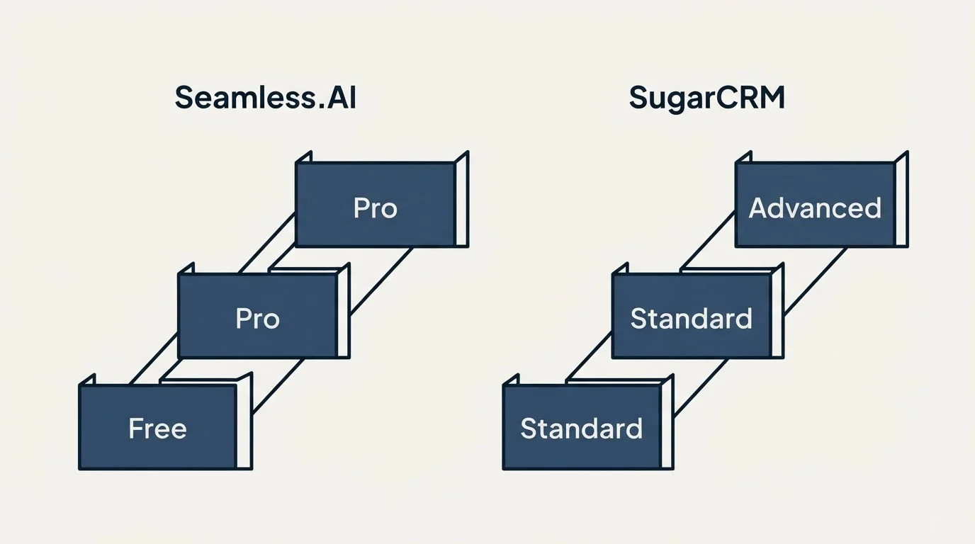 Pricing ladder: Pricing Comparison (Seamless.AI, SugarCRM, Free, Standard)
