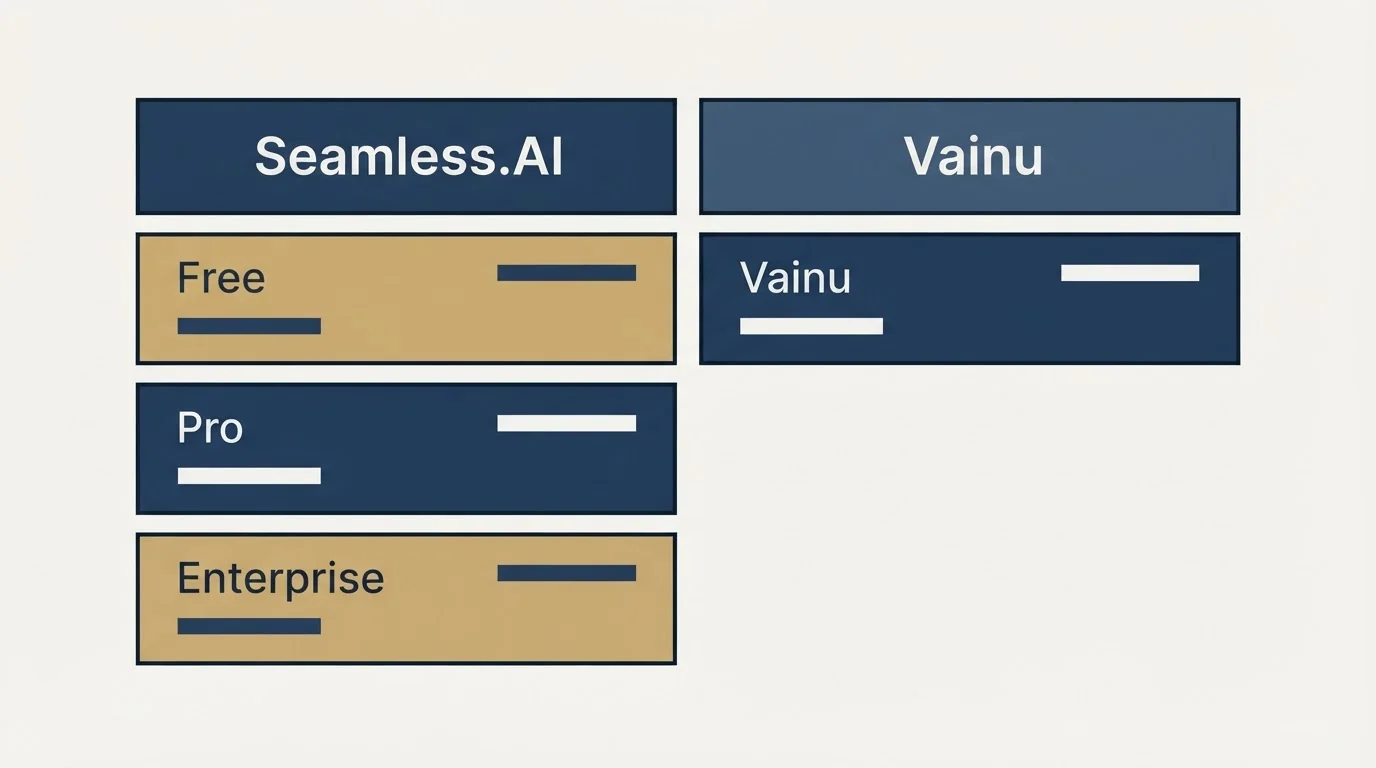 Pricing table: Pricing Comparison (Seamless.AI, Vainu, Free, Pro)