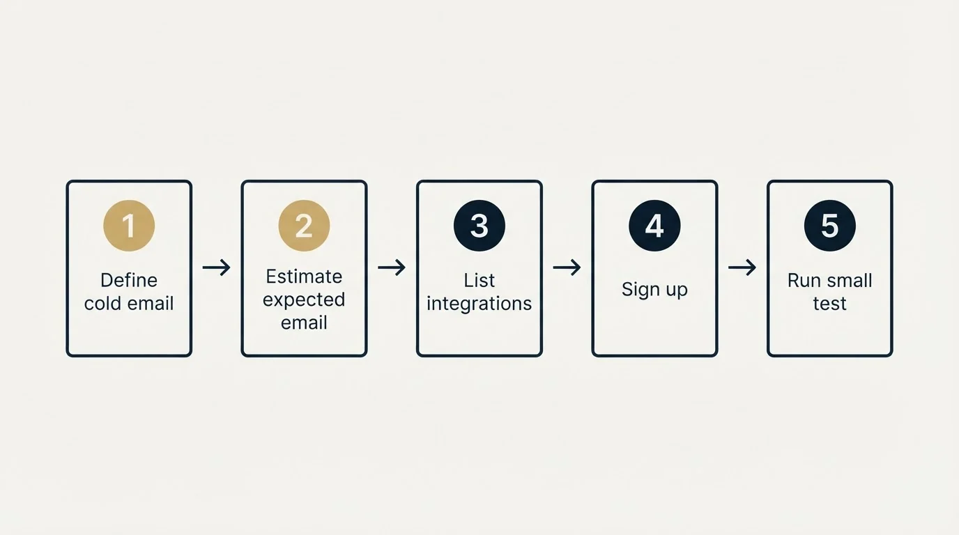 Step sequence: Getting Started Checklist (Define cold email, Estimate expected email, List integrations, Sign up)