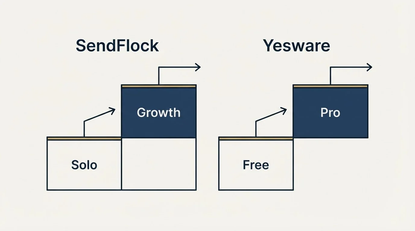Pricing ladder: Pricing Comparison (SendFlock, Yesware, Solo, Free)