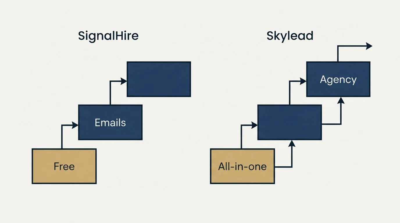 Pricing ladder: Pricing Comparison (SignalHire, Skylead, Free, All-in-one)