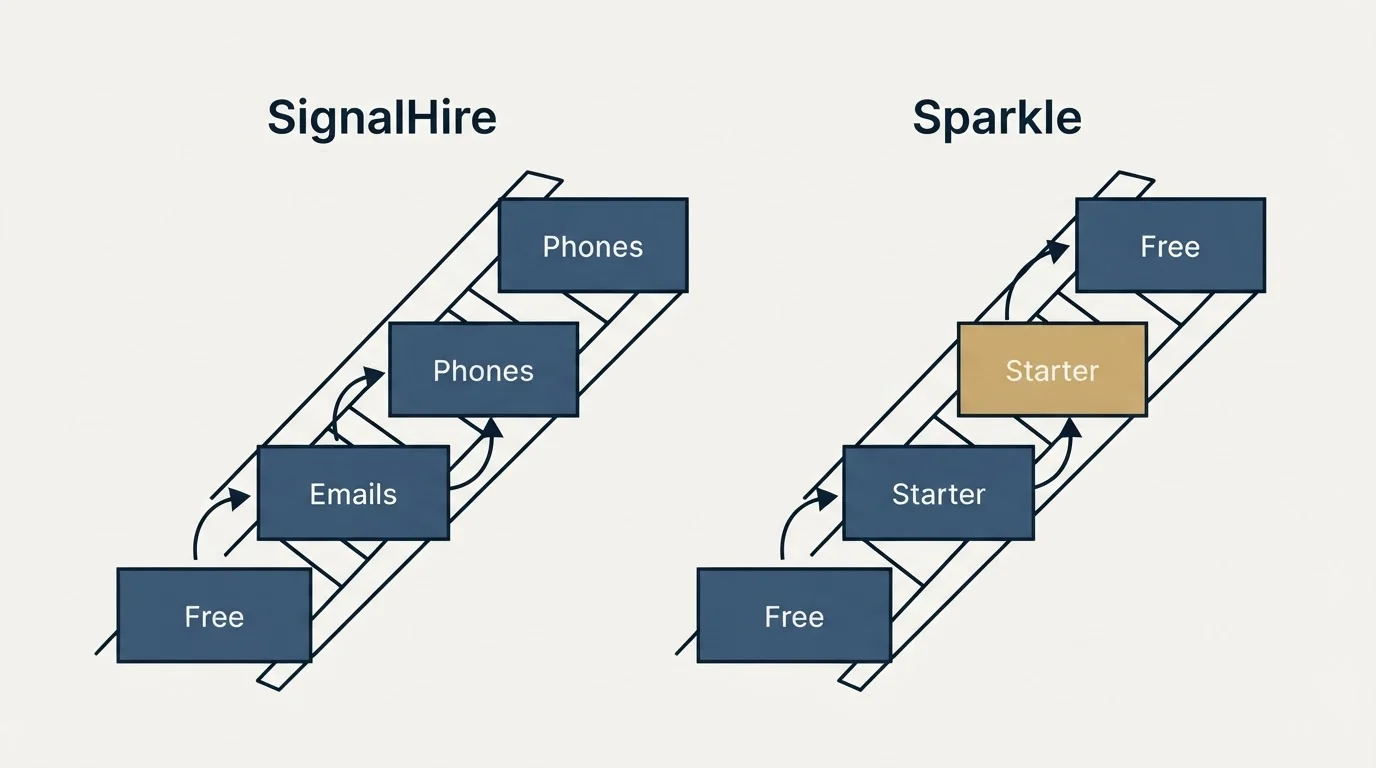 Pricing ladder: Pricing Comparison (SignalHire, Sparkle, Free, Emails)