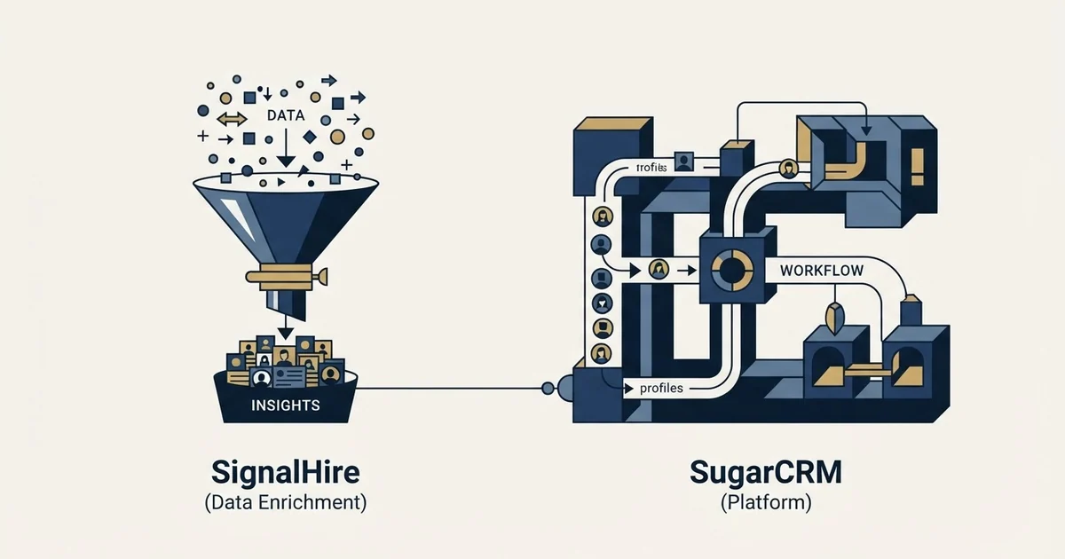 Editorial illustration for SignalHire vs SugarCRM