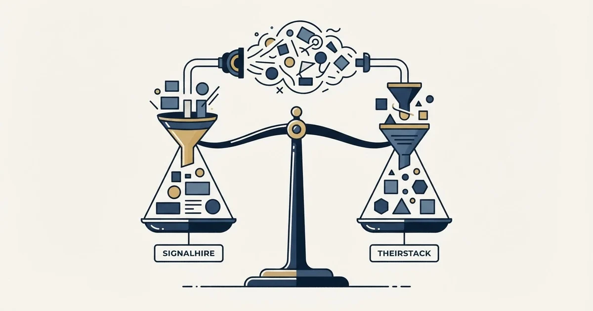 Editorial illustration for SignalHire vs TheirStack