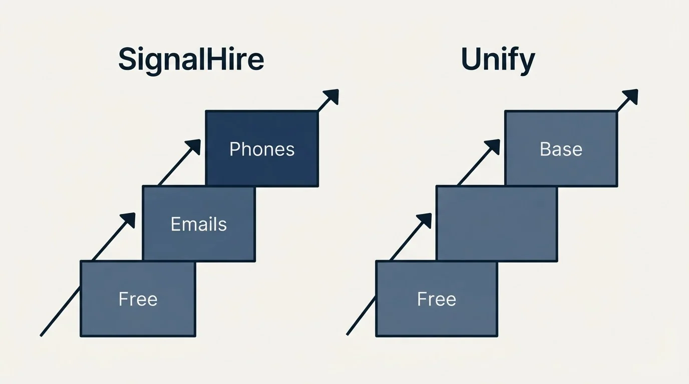 Pricing ladder: Pricing Comparison (SignalHire, Unify, Free, Emails)