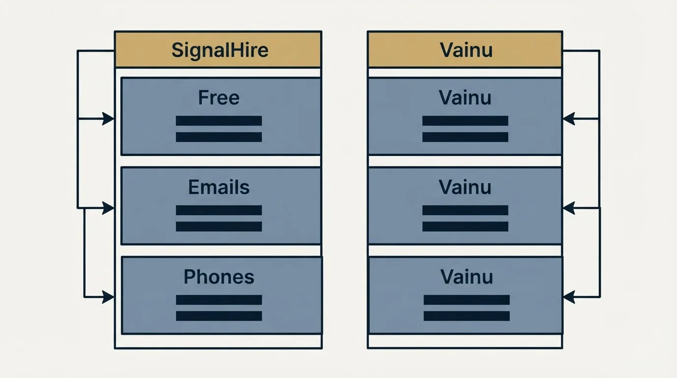 Pricing table: Pricing Comparison (SignalHire, Vainu, Free, Emails)