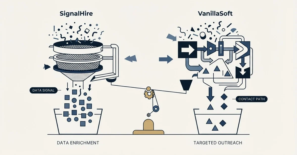 Editorial illustration for SignalHire vs Vanillasoft