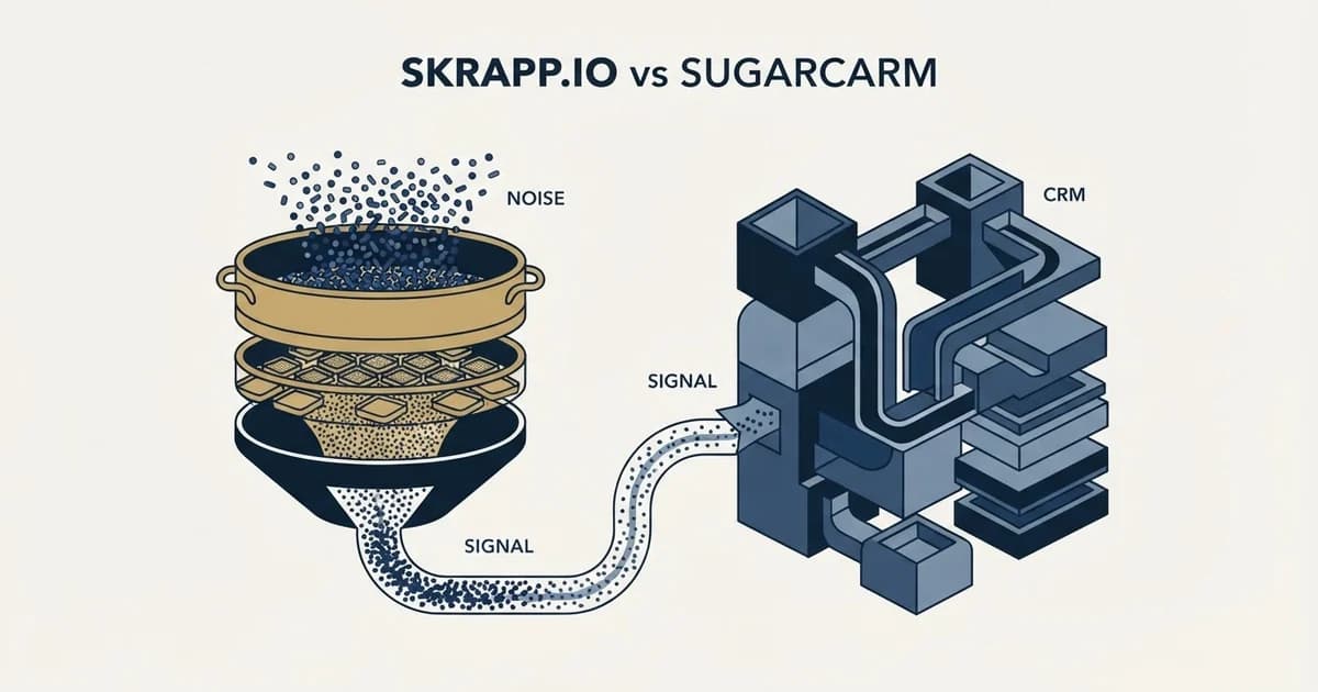 Editorial illustration for Skrapp.io vs SugarCRM