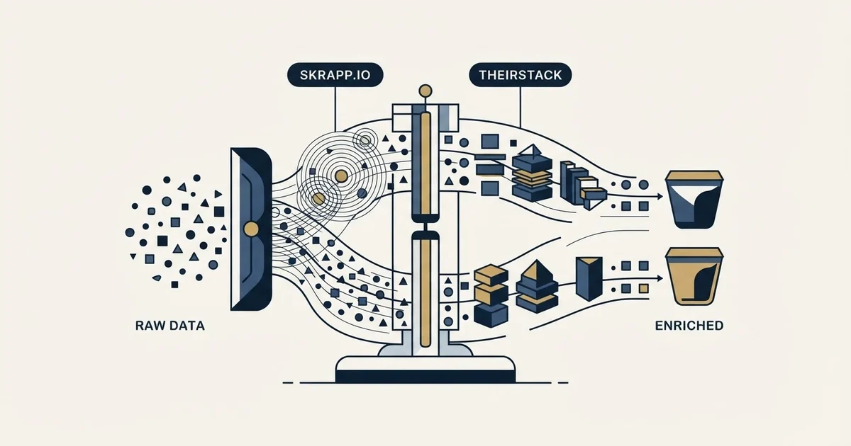 Editorial illustration for Skrapp.io vs TheirStack