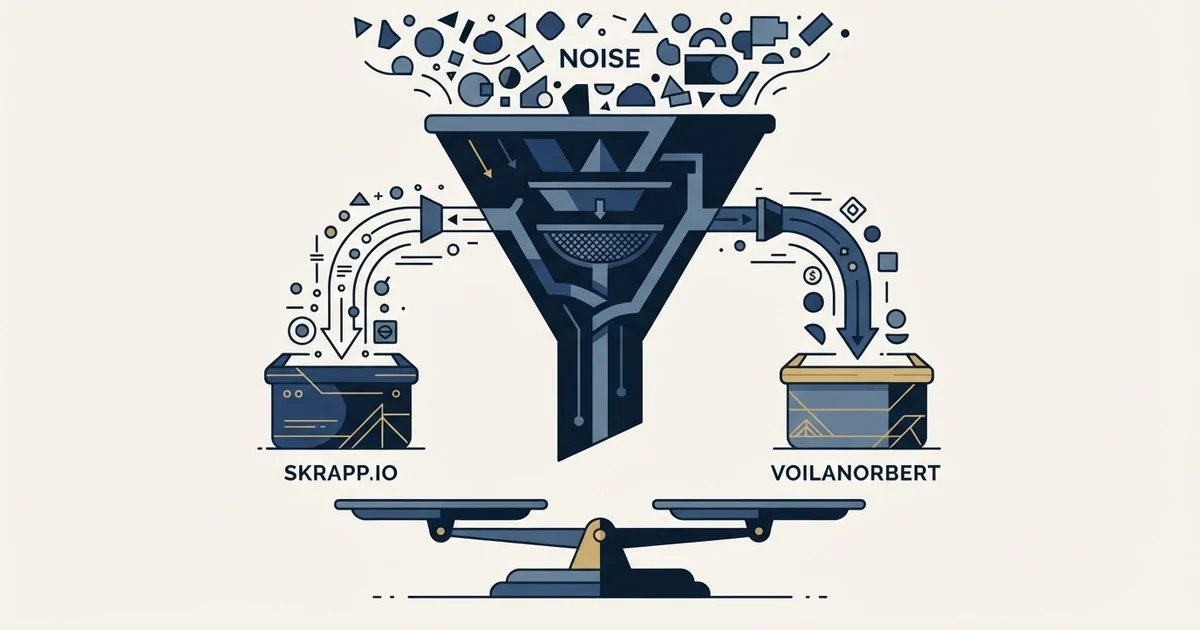Editorial illustration for Skrapp.io vs VoilaNorbert