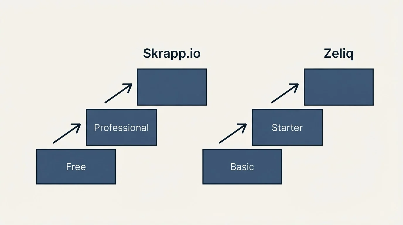 Pricing ladder: Pricing Comparison (Skrapp.io, Zeliq, Free, Basic)