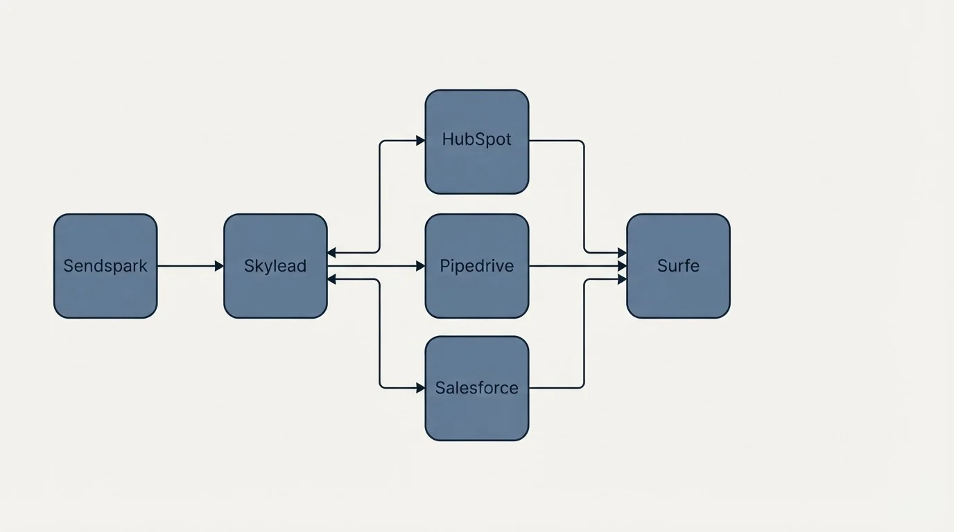 Integration flow: Integration Ecosystem (Skylead, Surfe, HubSpot, Pipedrive)