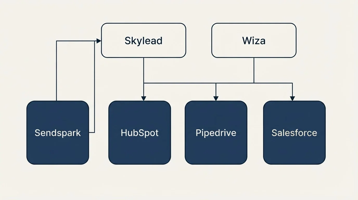 Integration grid: Integration Ecosystem (Skylead, Wiza, HubSpot, Pipedrive)