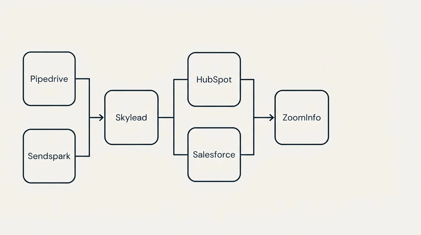 Integration flow: Integration Ecosystem (Skylead, ZoomInfo, HubSpot, Salesforce)