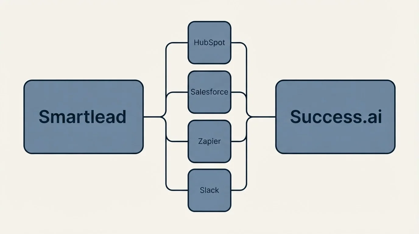 Integration schematic: Integration Ecosystem (Smartlead, Success.ai, HubSpot, Salesforce)