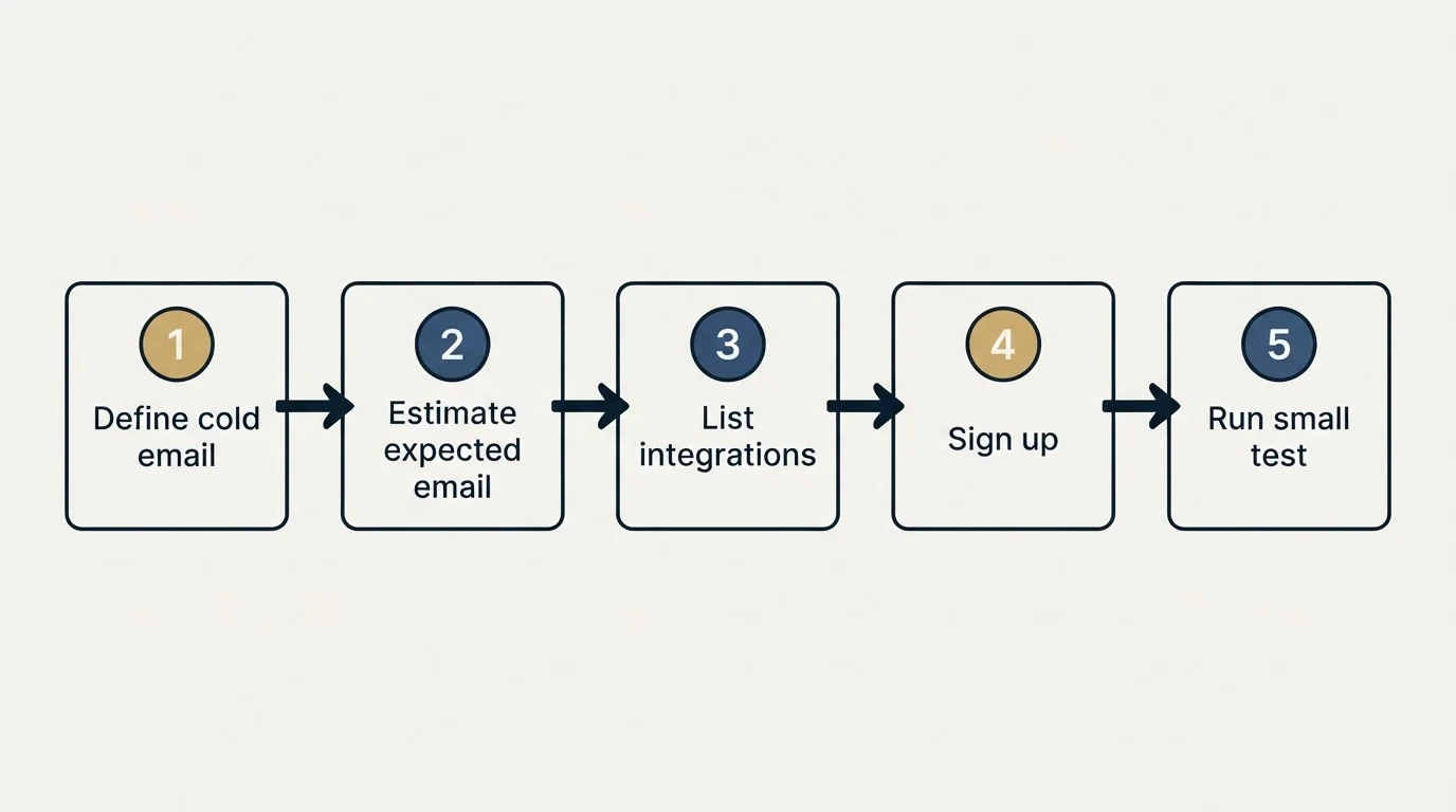Step sequence: Getting Started Checklist (Define cold email, Estimate expected email, List integrations, Sign up)