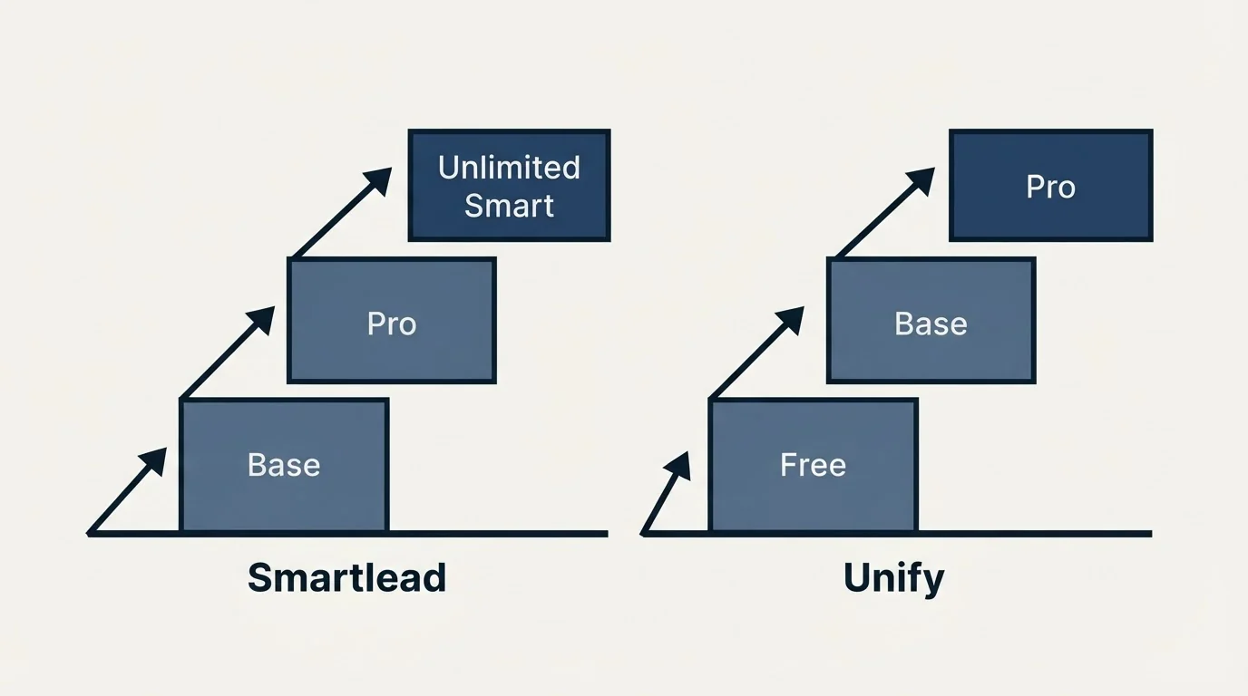 Pricing ladder: Pricing Comparison (Smartlead, Unify, Base, Free)